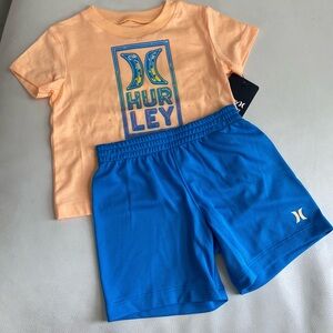 Hurley Orange blue active top shorts set 8011